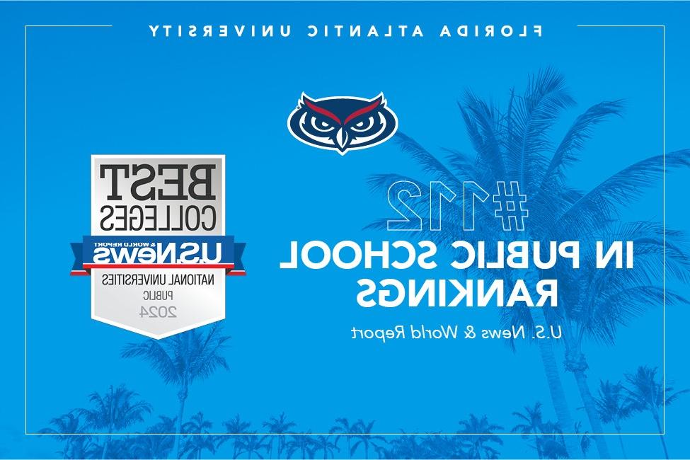 Florida Atlantic University made considerable gains in the U.S. News & World Report list of “Top Public Schools,” moving up to No. 112 from No. 131 in this year’s ranking of the nation’s best universities. This is the largest rise out of all public universities in the state of Florida for the second year in a row.